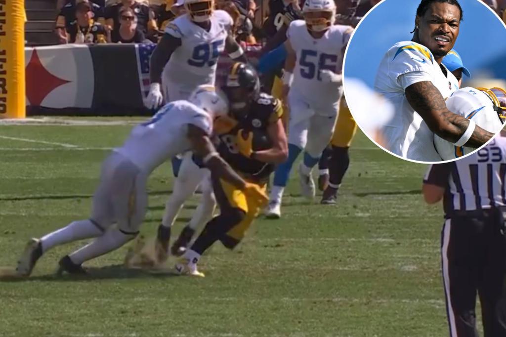Chargers’ James Suspended for Helmet Hit, Will Appeal
<meta name="description" content="Chargers star safety Derwin James has been suspended for one game after a helmet-to-helmet hit on Steelers tight end Pat Freiermuth. The NFL cited 'repeated violations' of player safety rules. James is appealing the decision.">